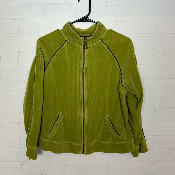 Style & Co. Jackets & Blazers - Style & Co Sport Beautiful Green Velour Track Jacket